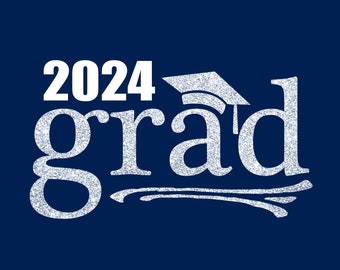 Printable Graduation Signs Navy Blue and Silver Class of 2024