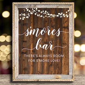 Instant Download Printable S&#39;Mores Bar Rustic Sign