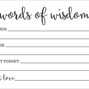 Printable Words of Wisdom for the Grad advice card