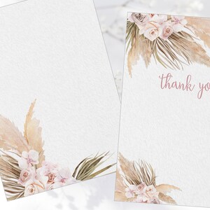 Boho Floral Tropical Grasses Flat Thank You Note Card - Etsy
