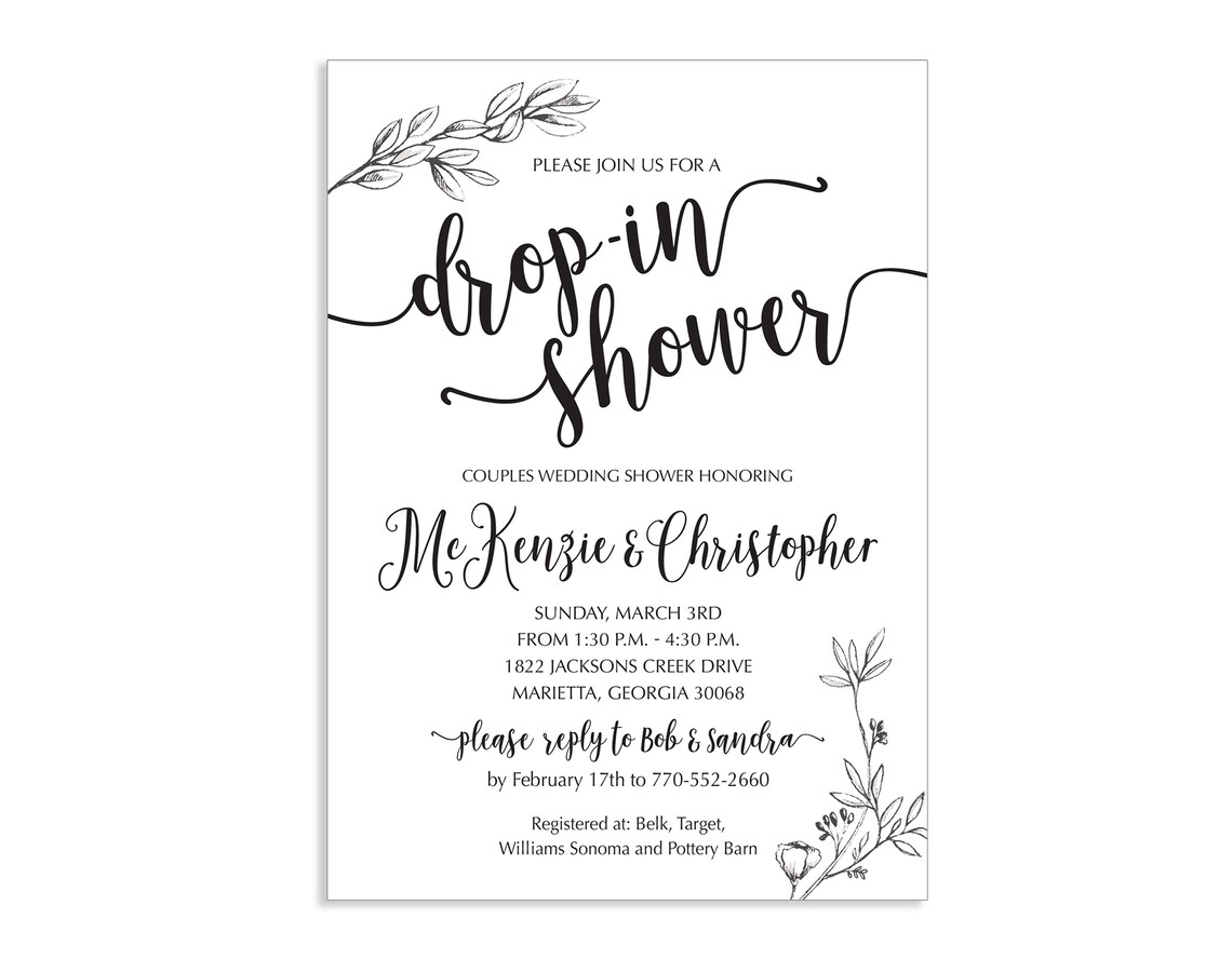 Drop in Shower Bridal Shower Invitation Etsy