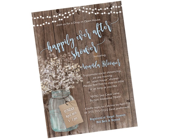 Drop in Shower Bridal Shower Invitation With Rustic Wood and - Etsy