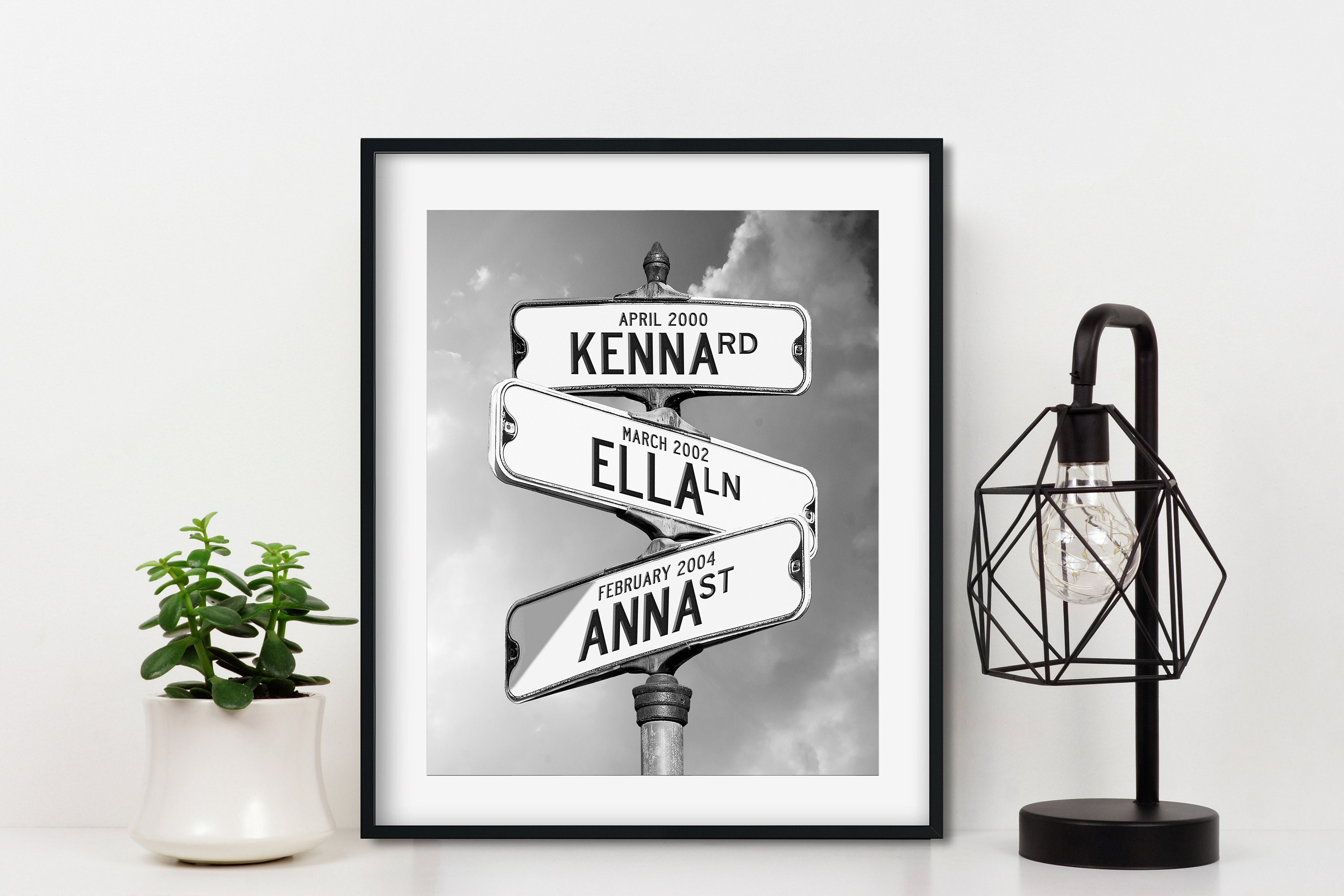 Three Names Personalized Street Signs Custom Digital Photo Art - Etsy