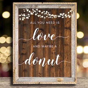 Instant Download Printable Donut Bar Sign, Rustic Wedding Decor