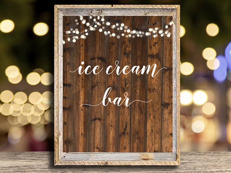 Printable Ice Cream Bar Sign Rustic Wedding Decor Instant Etsy
