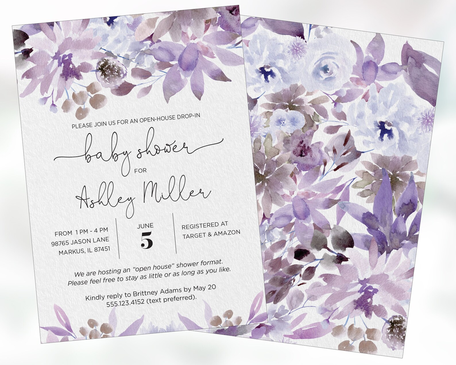 Open House Drop in Baby Shower Invitation Lavender Purple Etsy