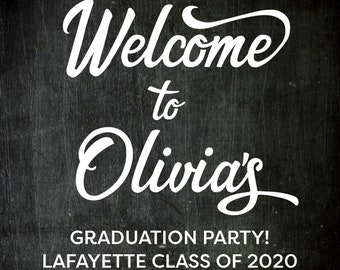Printable Graduation Party Poster Chalkboard Look Personalized Printable File
