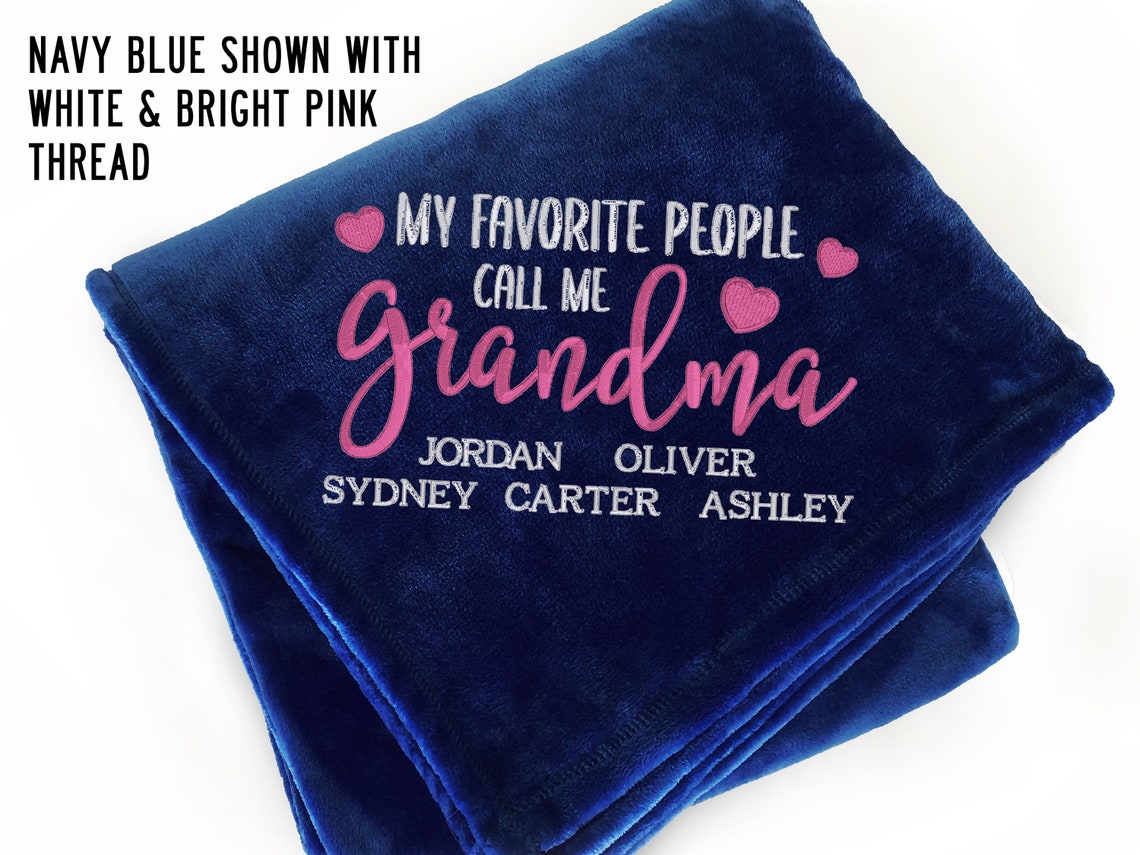 Embroidered Plush Fleece Throw Blanket with kids names My Etsy