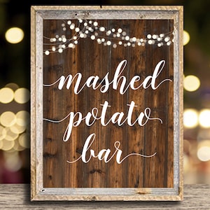 Mashed Potato Bar Printable Sign, Instant Download Rustic Printable 8x10