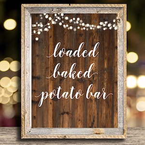 Loaded Baked Potato Bar Printable Sign