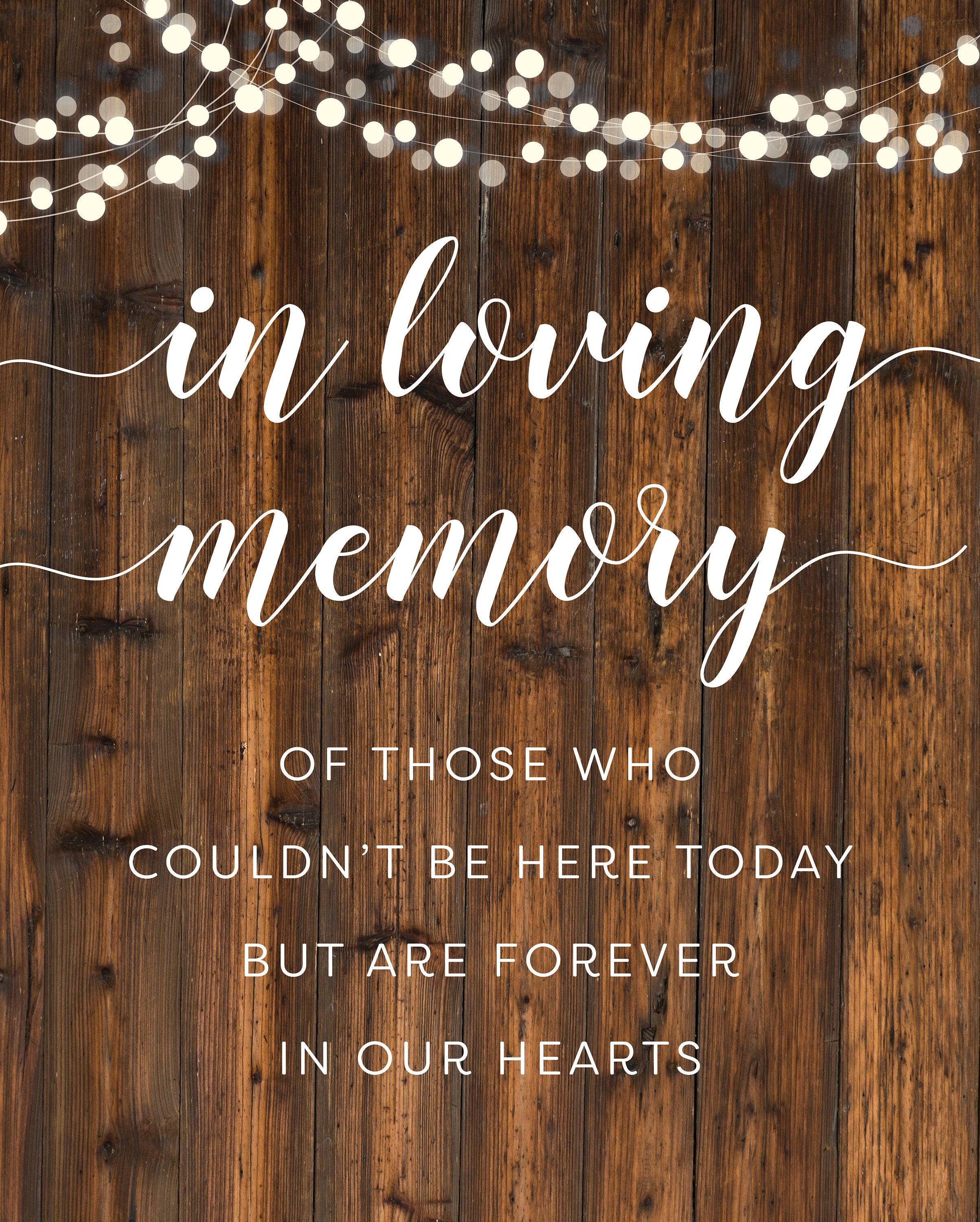 5x7 Printable In Loving Memory Sign Instant download Rustic | Etsy