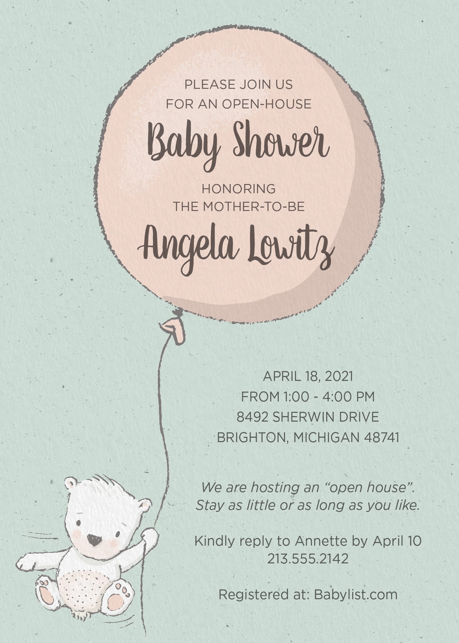 Drop in Baby Shower Invitation avec bébé ours et ballon Etsy