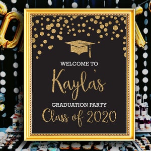 Personalized Graduation Black and Gold Welcome Poster