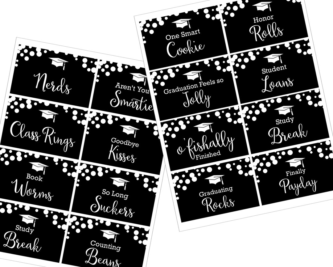 Printable Graduation Candy Buffet Candy Tags Instant Download Printable ...