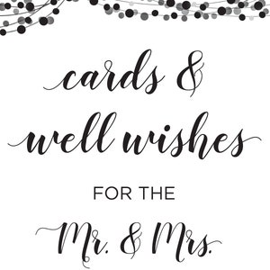 Printable Cards and Well Wishes for the Mr. &amp; Mrs. Sign - Etsy