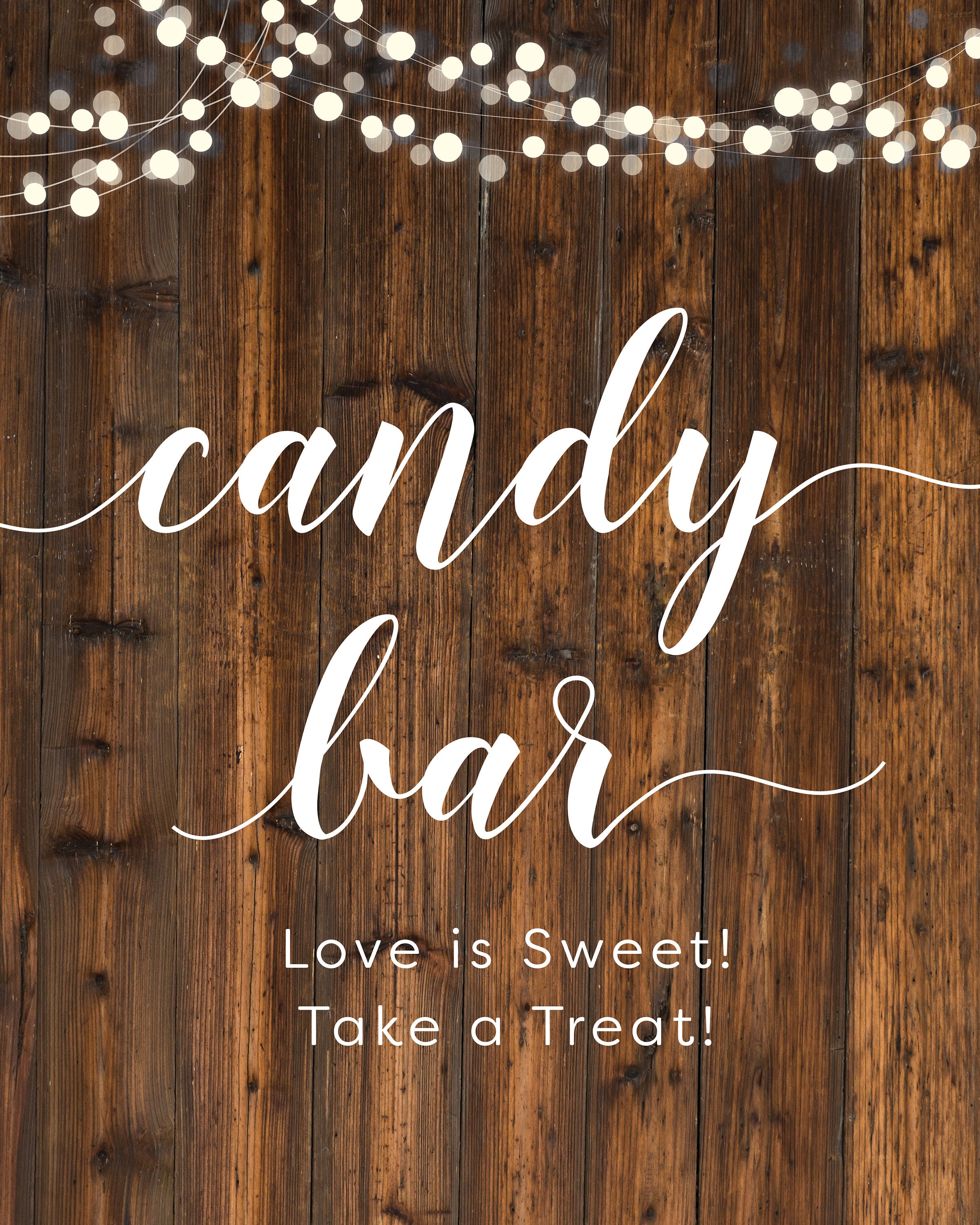 Rustic Wedding Candy Bar Sign: Love is Sweet Printable File - Etsy
