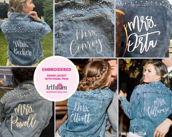 Embroidered Pearl Bride Jean Jacket