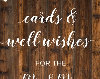 Printable Cards and Well Wishes for the Mr. &amp; Mrs. Sign | Etsy
