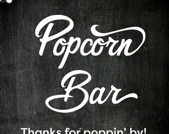 Instant Download Printable Popcorn Bar Party Sign