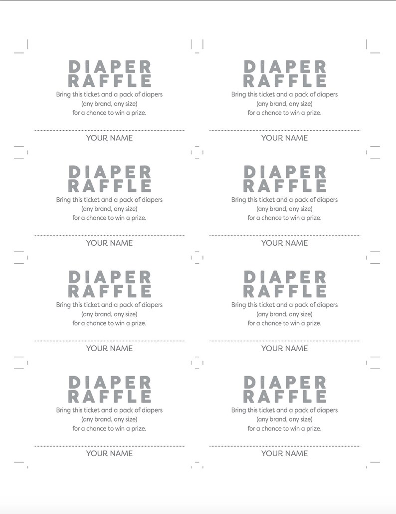 Diaper Raffle Cards Diaper Raffle Sign Printable Set Etsy