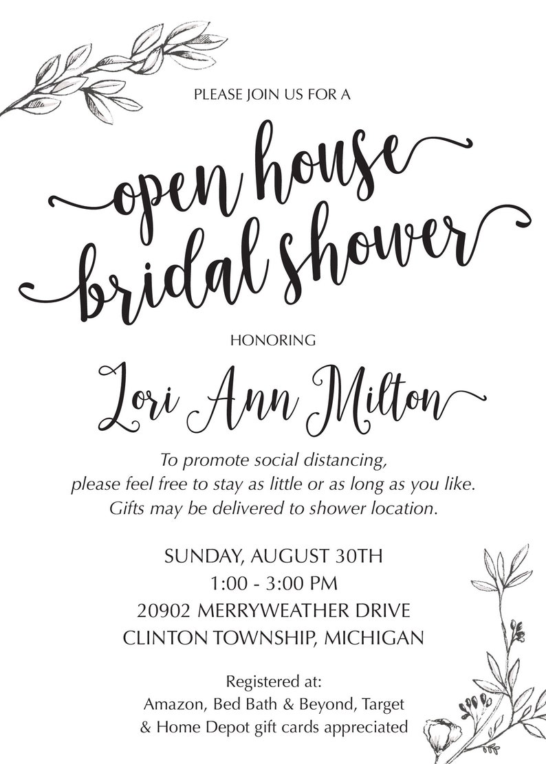 Open House Drop In Shower Bridal Shower Invitation image 2
