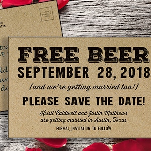Cartes postales « Save the Date » avec bière gratuite