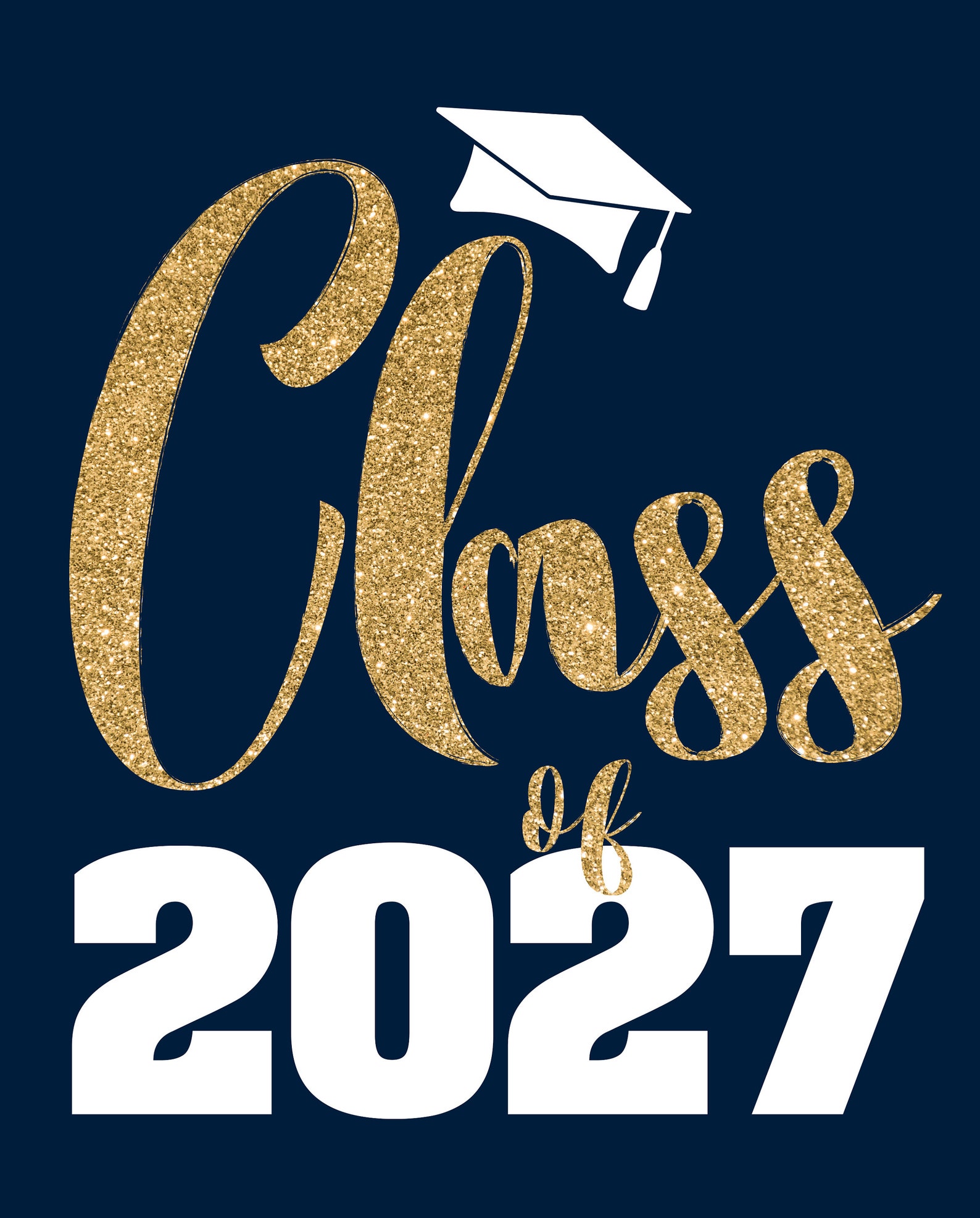 Class of 2027 Instant Download Printable Decorations Navy Blue and Gold