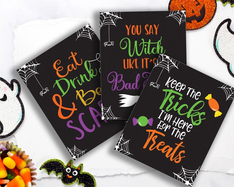 Set of 5 Printable Halloween Party Signs 8x10 Instant Etsy