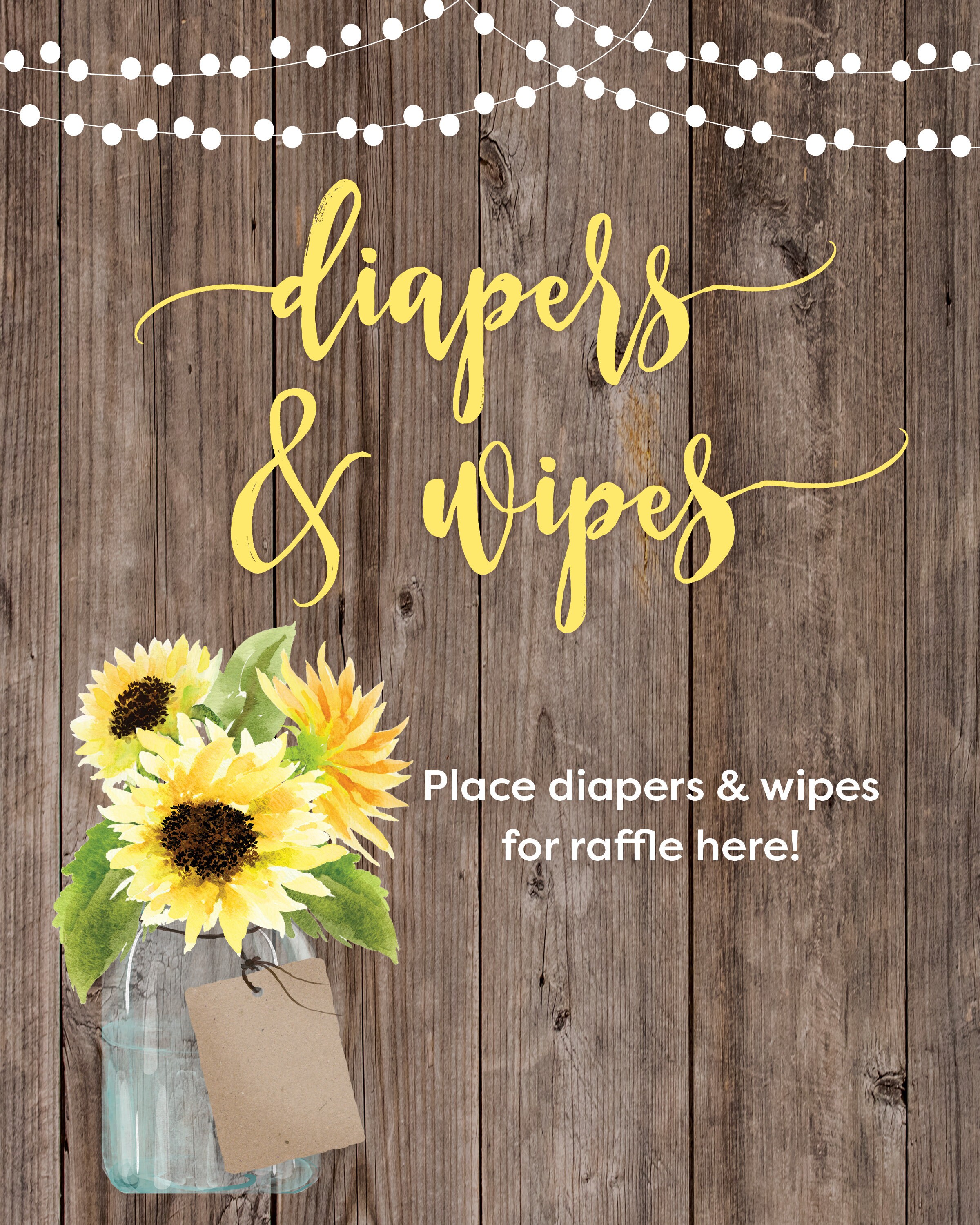 Printable Diaper &amp; Wipes Sign 8x10 Sign Instant Download | Etsy