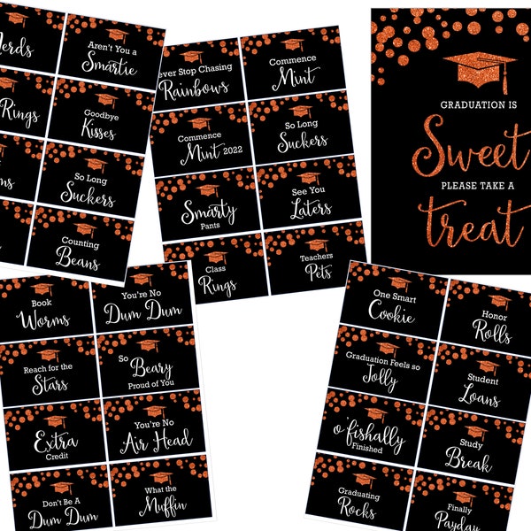 Instant Download Printable Candy Bar Sign and Candy Buffet Tags Orange and Black