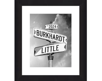 Personalized Wedding Street Sign Art Print – Names & Date