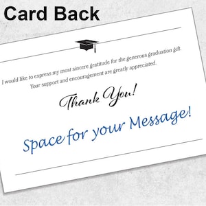 Graduation Thank You Card Printable, Instant Download Printable, Gold ...