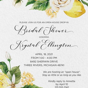 Open House Drop in Shower Invitation With Lemons - Etsy