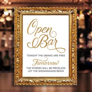 Open Bar Sign Printable File