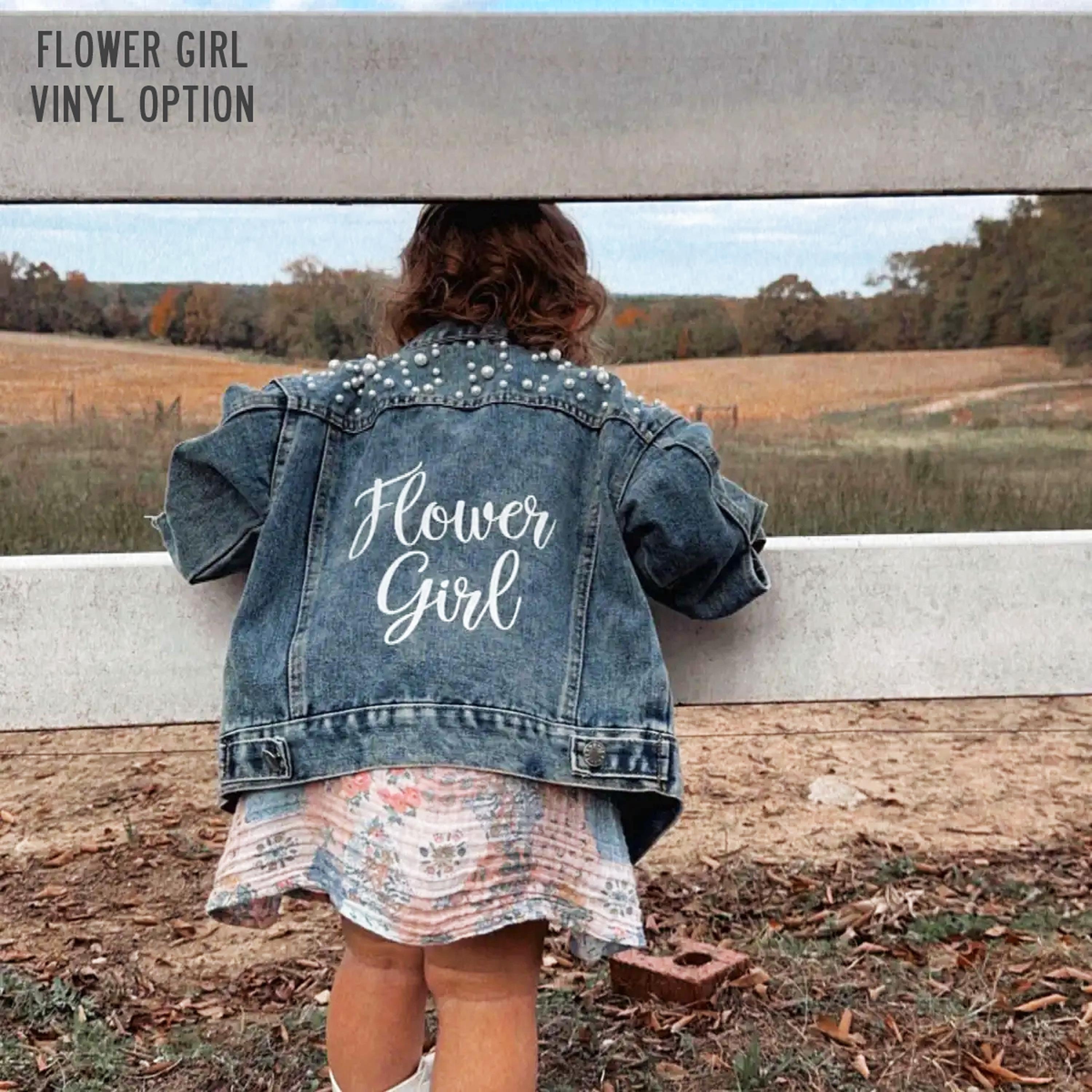 Decoration Vinyl With Jacket Jean Girl Flower ジャケット デニム フラワーモチーフ ブルーガール 【美品】Blugirl and Trim Pearl ジャケット・アウター