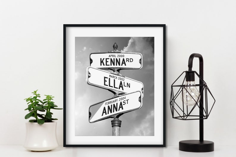 Three Names Personalized Street Signs Custom Photo Art With Etsy
