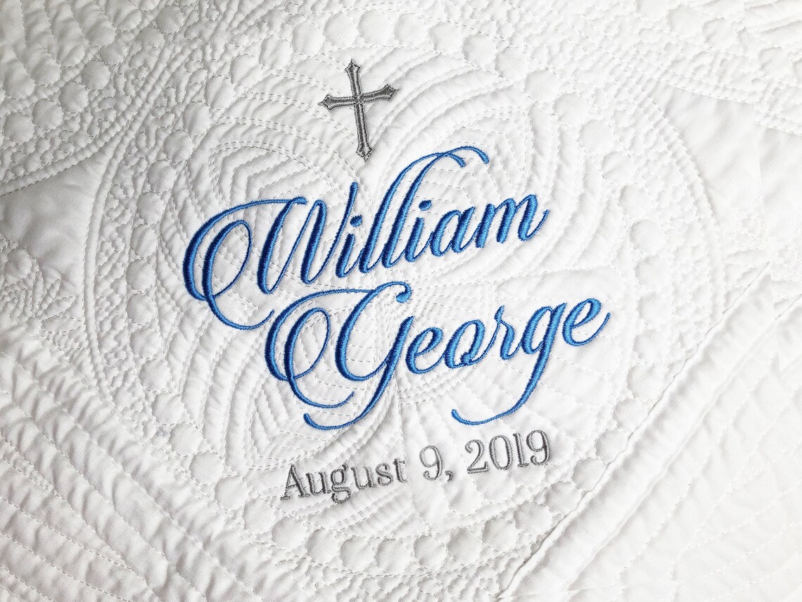 Personalized Baptism Blanket Gift for Baby With Cross Etsy