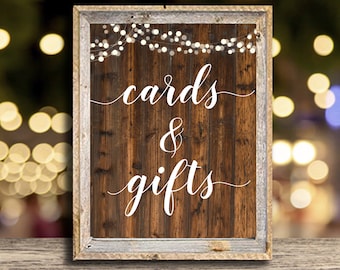 Descarga instantánea de tarjetas y regalos imprimibles Letrero rústico para decoración de bodas