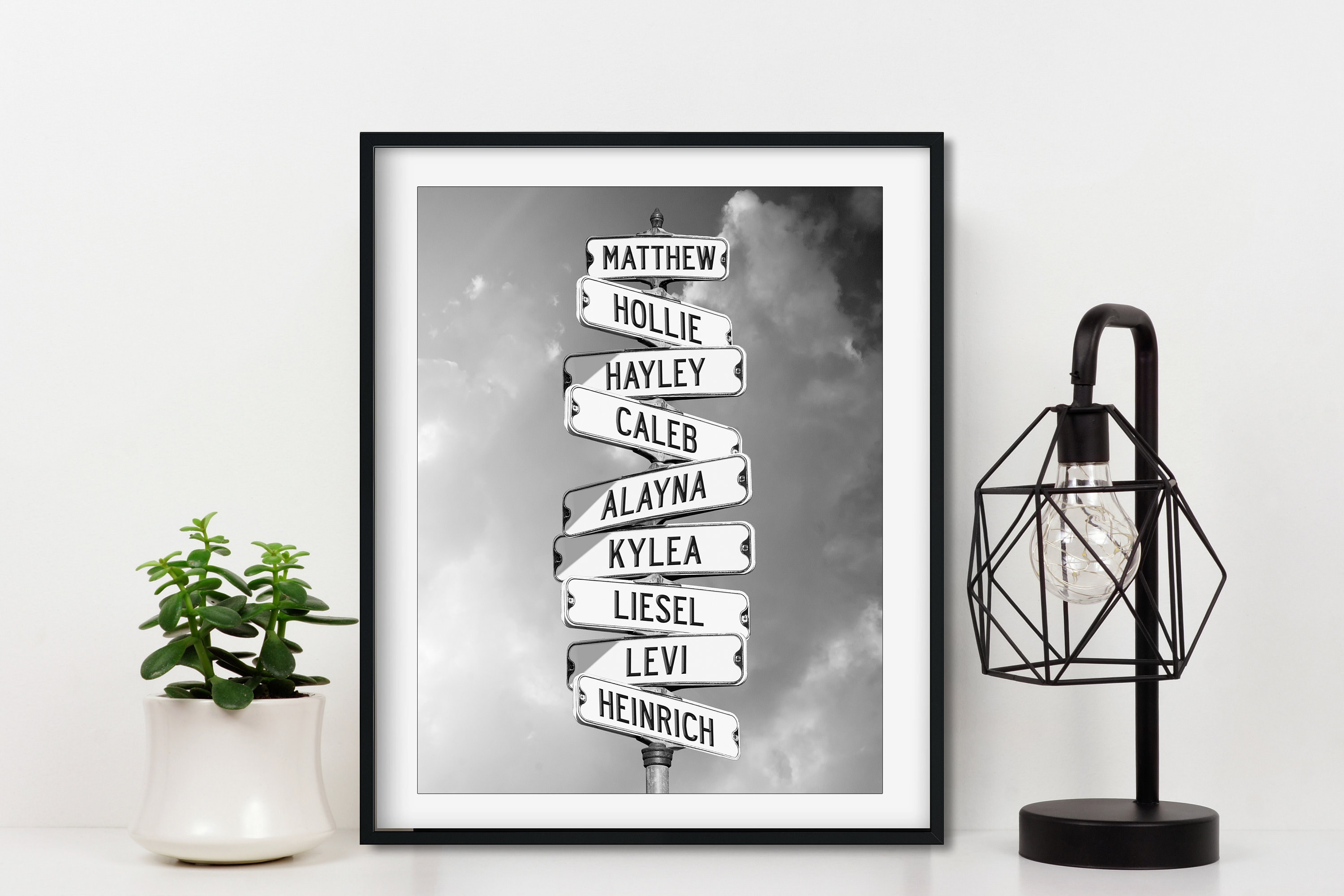 Personalized Family Names Street Signs Art With Nine Names Canvas