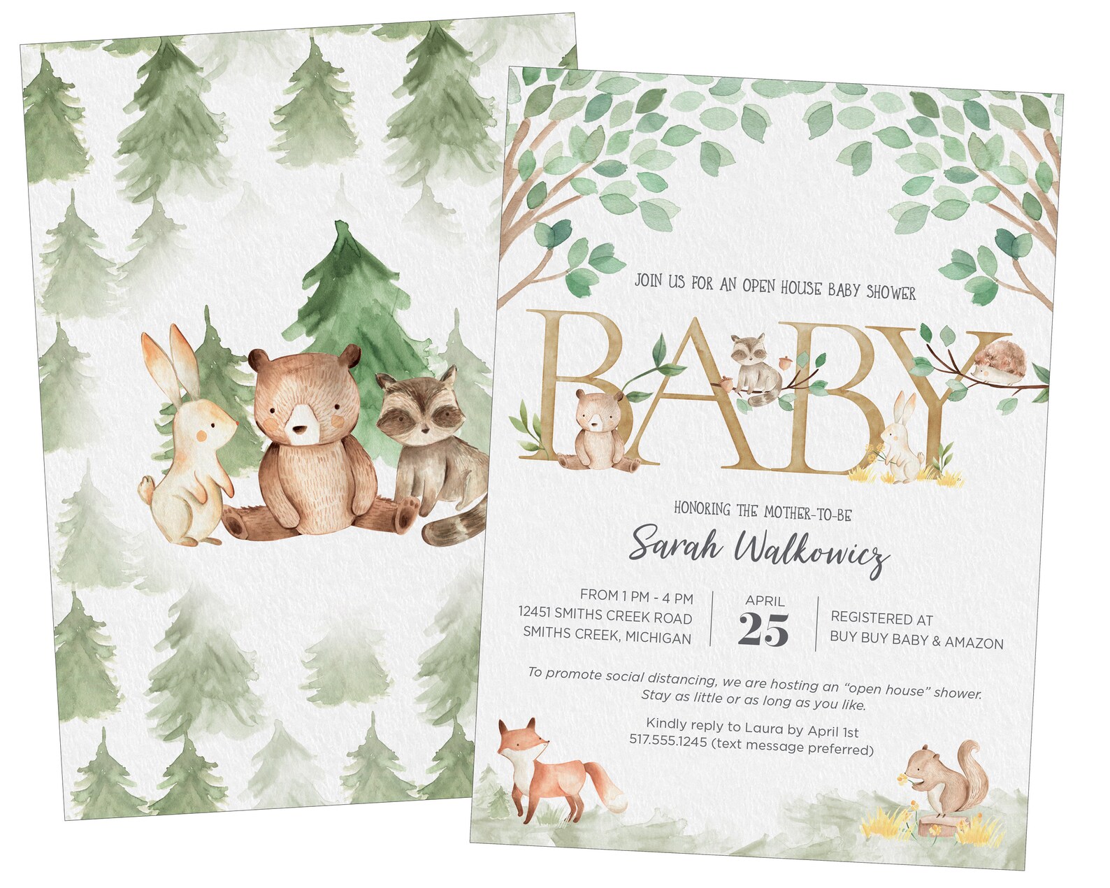 Woodland Baby Shower Open House Invitation Etsy