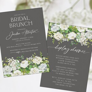 Bridal Brunch Bridal Shower Invitation with Eucalyptus and Rose Floral