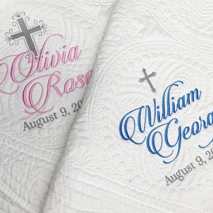 Personalized Baptism Gift Blanket