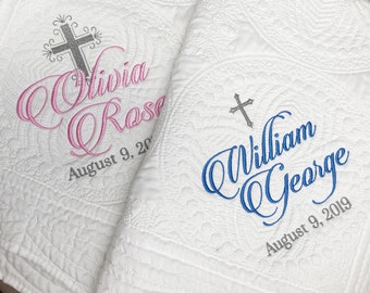 Personalized Baptism Gift Blanket