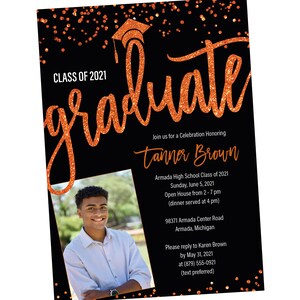 Orange and Black Graduation Party Invitation