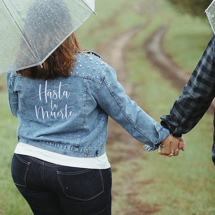 Black Jean Jacket Embroidered With Pearl Trim - Etsy