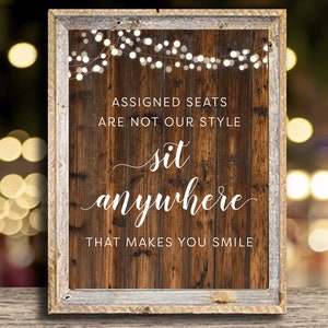 Rustic Wedding Sign: Sit Anywhere Printable (Digital Download)