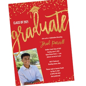 Red and Gold Class of 2025 Graduation Party Invitation