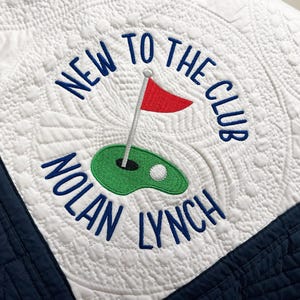 Embroidered Golf Baby Blanket: Personalized Cotton Quilt