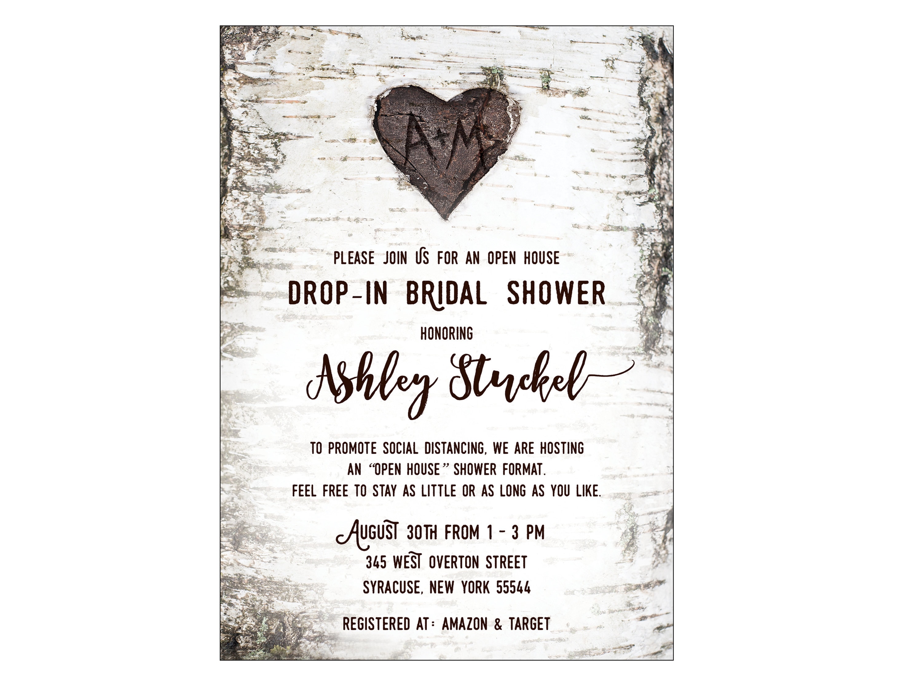Open House Drop In Shower Bridal Shower Invitation with Rustic Etsy