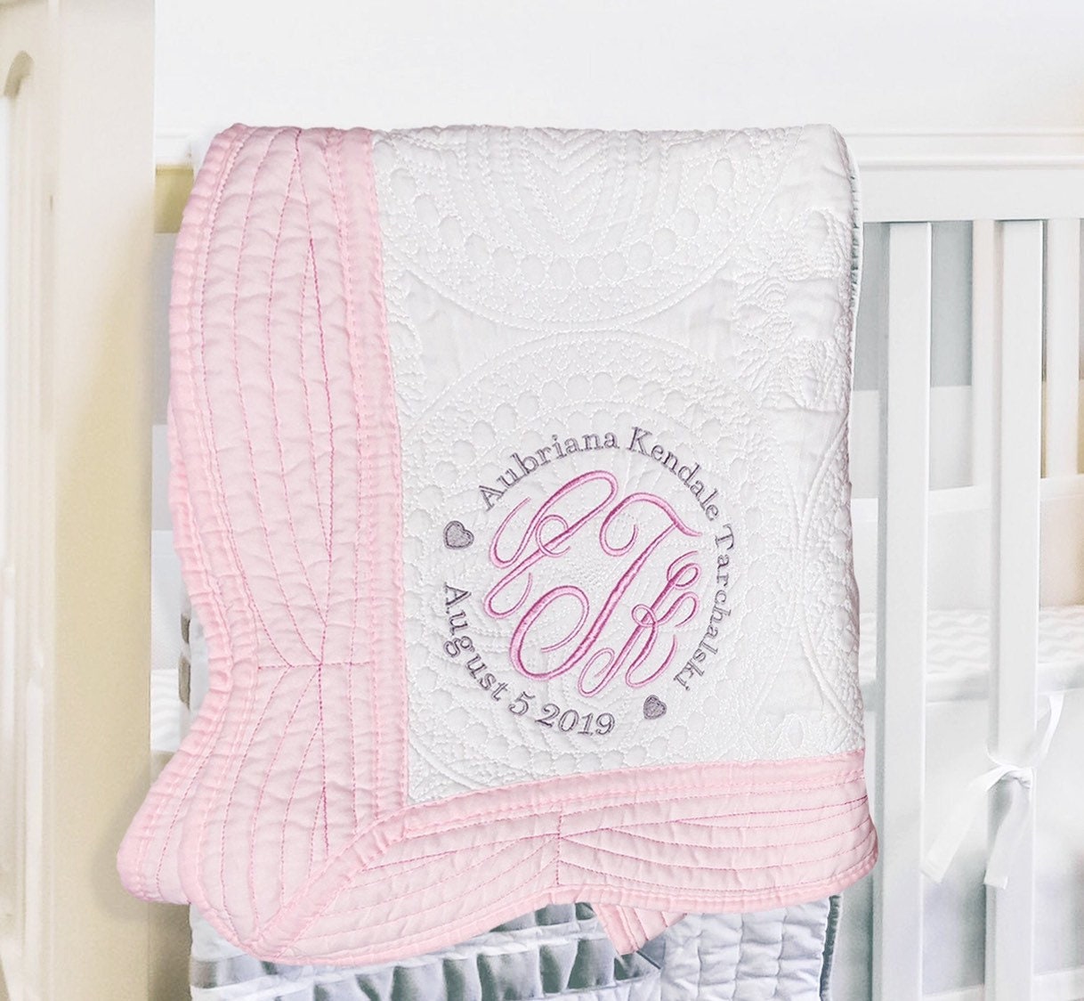 Monogrammed Baby Blanket Personalized Baby Gift Keepsake Etsy